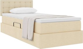 vidaXL Κρεβάτι με αποθηκευτικό χώρο και στρώμα Κρέμ 100 x 200 cm