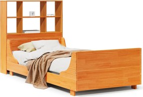 vidaXL Κρεβάτι Βιβλιοθήκη Χωρίς Στρώμα Καφέ 75x190 εκ Μασίφ Πεύκο