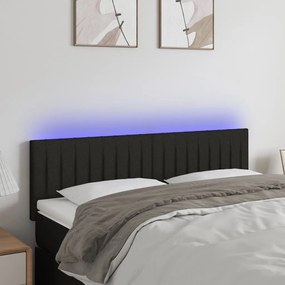 Κεφαλάρι Κρεβατιού LED Μαύρο 144x5x78/88 εκ. Υφασμάτινο - Μαύρο
