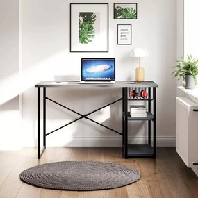 Stewehome Γραφείο με Ράφι Μεταλλικά Πόδια / Καπνί 60x120 cm