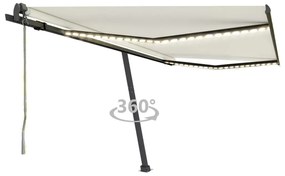vidaXL Τέντα Αυτόματη με LED και Αισθητήρα Ανέμου Κρεμ 450x350 εκ.