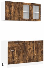 vidaXL Σετ ντουλαπιών κουζίνας 4 pcs Καπνιστό Δρύς 140 x 46 x 81.5 εκ