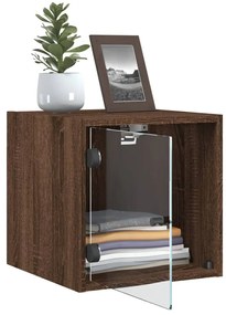 vidaXL Κομοδίνα 2 τεμ. Καφέ Δρυς 35x37x35 εκ. με Γυάλινες Πόρτες