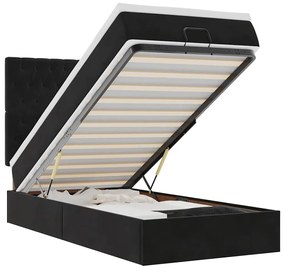 vidaXL Οθωμανικό κρεβάτι με στρώματα Μαύρο 80x200cm Velvet