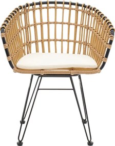 Πολυθρόνα Naoki pakoworld μαύρο μέταλλο-pe φυσικό