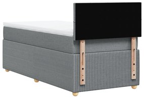 vidaXL Κρεβάτι Boxspring με Στρώμα Ανοιχτό Γκρι 100x200 εκ. Υφασμάτινο