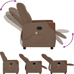 vidaXL Πολυθρόνα Μασάζ Ανακλινόμενη Καφέ Υφασμάτινη