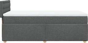 vidaXL Κρεβάτι Boxspring με Στρώμα Σκούρο Γκρι 90x200 εκ. Υφασμάτινο