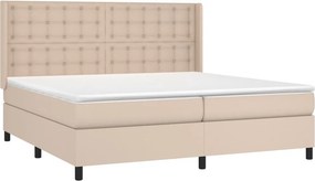 vidaXL Κρεβάτι Boxspring Στρώμα&amp;LED Καπουτσίνο 200x200 εκ. Συνθ. Δέρμα