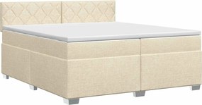 vidaXL Κρεβάτι box spring με στρώμα Κρεμ 200 x 200 cm Ύφασμα