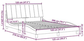 Σκελετός Κρεβατιού Χωρίς Στρώμα Αν. Γκρι 120x200 εκ. Υφασμάτινο - Γκρι