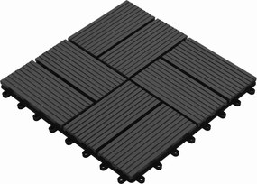 vidaXL Πλάκα Κατασκευής 11 pcs Μαύρο 30 x 30 cm WPC