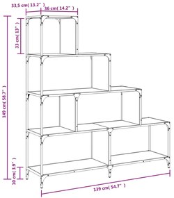 Βιβλιοθήκη Σκάλα 4 Ράφια Γκρι Sonoma 139x33,5x149 εκ Επεξ. Ξύλο - Γκρι