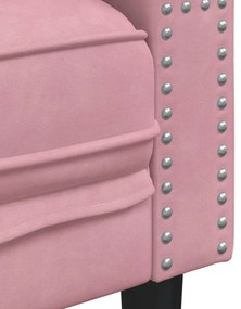 vidaXL Καναπές Διθέσιος Chesterfield με Στηρίγματα Ροζ Βελούδο