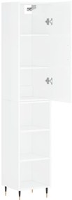 vidaXL Ντουλάπι Γυαλ. Λευκό 34,5 x 34 x 180 εκ. από Επεξεργασμένο Ξύλο