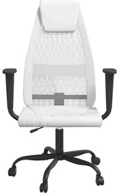 vidaXL Καρέκλα Γραφείου Ρυθμ. Ύψος Λευκή Διχτυωτό Ύφασμα/Συνθ. Δέρμα