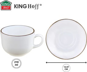 Σετ φλιτζάνια και πιατάκια Klausberg KH 1929, 12 τμχ, 210 ml, Opal, λευκό/χρυσό