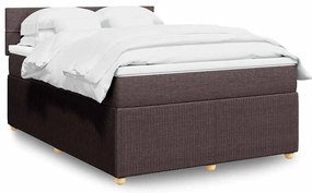 vidaXL Κρεβάτι Boxspring με Στρώμα Σκούρο Καφέ 140x190 εκ. Υφασμάτινο