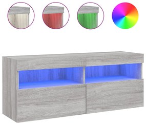 vidaXL Έπιπλο Τοίχου Τηλεόρασης με LED Γκρι Sonoma 100x30x40 εκ.