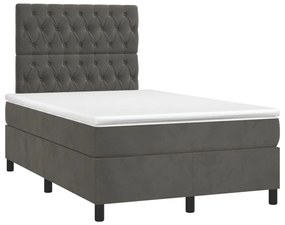 ΚΡΕΒΑΤΙ BOXSPRING ΜΕ ΣΤΡΩΜΑ &amp; LED ΣΚ. ΓΚΡΙ 120X200ΕΚ. ΒΕΛΟΥΔΙΝΟ 3136294