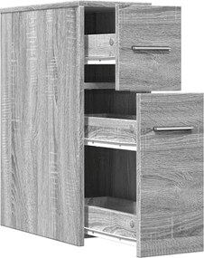 vidaXL Ντουλάπι Μπάνιου Στενό με Ροδάκια Γκρι Sonoma Επεξ. Ξύλο