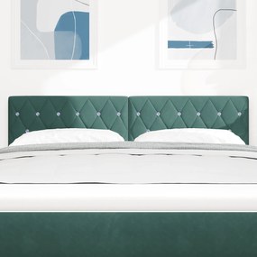 vidaXL LED Προσκολλητήρι Κρύσταλλο με Διακοσμημένα Κουμπιά Σκούρο Πράσινο 72 εκ Βελούδο