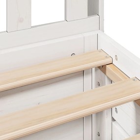 Κρεβάτι Βιβλιοθήκη Χωρίς Στρώμα 140x190 εκ Μασίφ Ξύλο Πεύκου - Λευκό