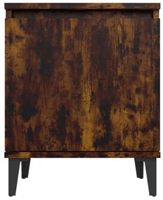 Κομοδίνα Καπνιστή Δρυς 40 x 30 x 50 εκ. με Μεταλλικά Πόδια 813117