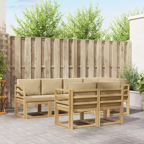 vidaXL Σειρά Καναπέ Εξωτερικού 7 pcs Λευκό και Μπεζ Πολυεστέρας