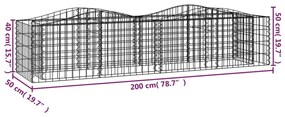 vidaXL Συρματοκιβώτιο Τοξωτό 200x50x50 εκ. από Γαλβανισμένο Σίδερο