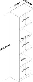 Βιβλιοθήκη Λευκό / Καρυδιά HC 40x25x161,8