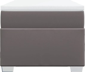 vidaXL Κρεβάτι Boxspring με Στρώμα Γκρι 90x190 εκ. από Συνθετικό Δέρμα