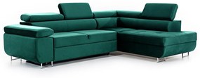 Γωνιακός καναπές Κρεβάτι Annabelle L, με αποθηκευτικό χώρο, σμαραγδί βελουτέ 270x98x200cm-Δεξιά γωνία-BOG3022