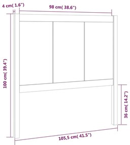 vidaXL Κεφαλάρι Κρεβατιού Μελί 105,5 x 4 x 100 εκ. Μασίφ Ξύλο Πεύκου