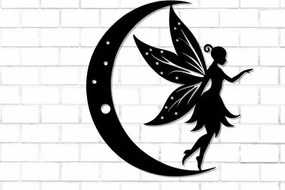 Intra απο ξύλο plywood 3mm-4mm πάχος - Fairy and Moon Wall Art Laser Cut  Δίασταση 40x50 cm INTRAFABR-122527932