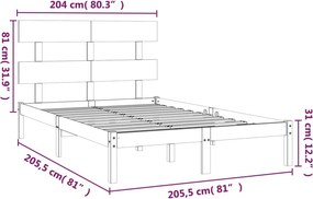 vidaXL Πλαίσιο Κρεβατιού Λευκό 200 x 200 εκ. από Μασίφ Ξύλο