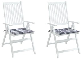 Μαξιλάρια Καρέκλας 2τεμ Γκρι Καρό 40x40x3εκ. Ύφασμα Oxford - Πολύχρωμο