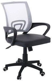 BF2101-P Πολυθρόνα Γραφείου με Ανάκλιση Mesh Γκρι - Μαύρο Pu