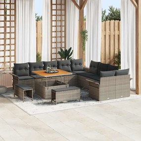 vidaXL Σετ Καναπέ Κήπου 13 pcs Γκρι συνθετικό ρατάν