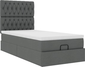 vidaXL Οθωμανικό κρεβάτι με στρώμα σκούρο γκρι 90x190cm ύφασμα