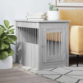 VidaXL Κλουβί Σκύλου Γκρι Sonoma 55x80x68 εκ. από Επεξεργ. Ξύλο