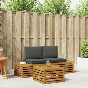 vidaXL Σειρά Καναπέ Εξωτερικού 3 Τεμάχιο Φυσικό και Ανθρακί