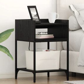 vidaXL Κομοδίνο με ράφι Μαύρη δρυς 40 x 40 x 61 εκ Επεξεργασμένο ξύλο