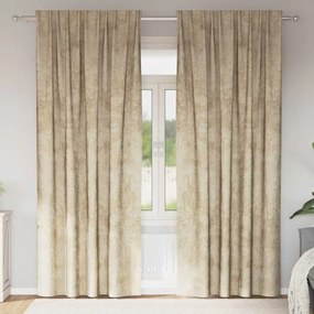 vidaXL Κουρτίνα με κουρτίνες 2 pcs Κρεμ 245 x 140 εκ. Βελούδο