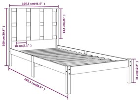 vidaXL Σκελετός Κρεβατιού Χωρίς Στρώμα Λευκό 100x200 εκ. Μασίφ Πεύκο