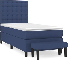 vidaXL Κρεβάτι Boxspring με Στρώμα Μπλε 100 x 200 εκ. Υφασμάτινο