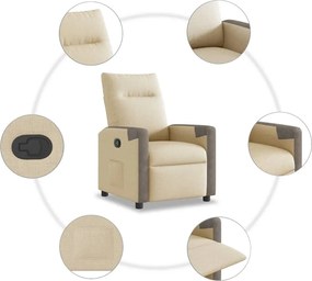 vidaXL Πολυθρόνα Ανακλινόμενη Κρεμ Υφασμάτινη