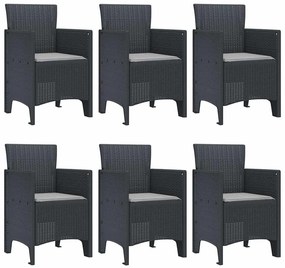 vidaXL Σέτ φαγητού για κήπο 7 pcs Ανθρακί Rattan Polt