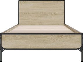 vidaXL Πλαίσιο Κρεβατιού Sonoma Δρυς 90x200 εκ. Επεξ. Ξύλο &amp; Μέταλλο