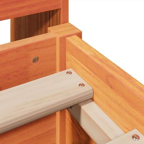 Κρεβάτι Βιβλιοθήκη Χωρίς Στρώμα 120x190 εκ Μασίφ Ξύλο Πεύκου - Καφέ
